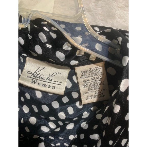 Kathie Lee Woman Black White‎ Polka Dot Button Up Long Sleeve Shirt Plus 22/24 - Picture 2 of 8